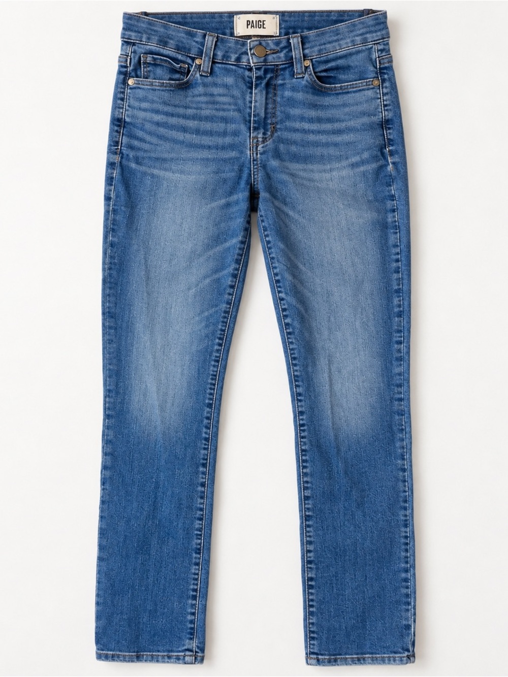 PAIGE HOXTON SLIM JEANS MEDIUM WASH HIGH RISE STRETCH DENIM (26)